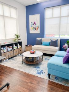 Colourful and welcoming counselling room for family counselling in LaSalle