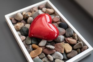 Parent counselling-read heart in a bed of rocks